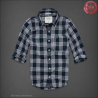 heren abercrombie fitch plaid lang overhemd diepblauw zwart wit Sport Kleren Kopen hh8lc890